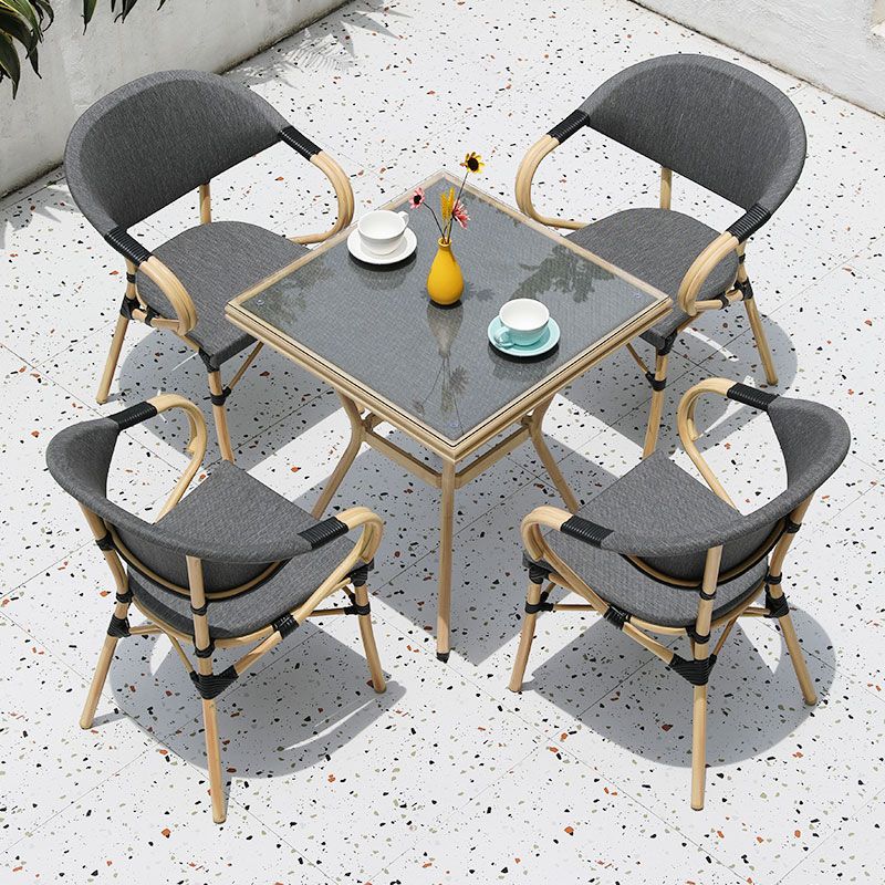 1/2/3/5 Pieces Bistro Table Set Gray Modern Patio Dining Table