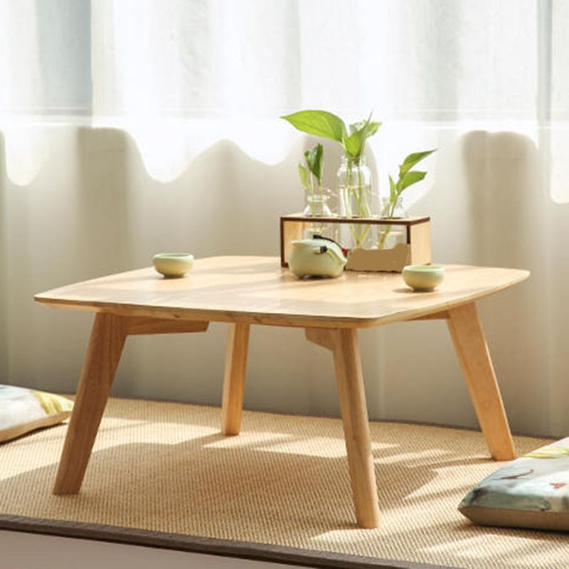 Solid Wood 4 Legs Coffee Table Modern 11.8" H Cocktail Table