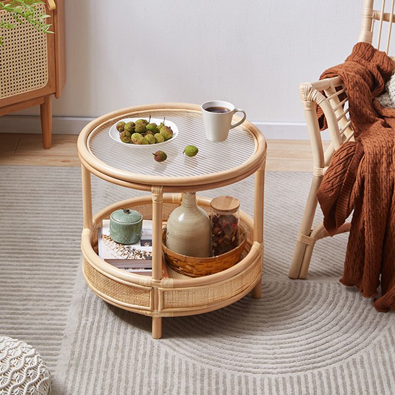 Tropical Cocktail Table Storage Round 4 Legs Coffee Cocktail Table