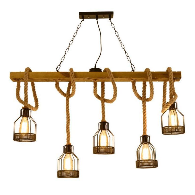Birdcage Industrial Island Light Hemple d'éclairage de corde pour le café