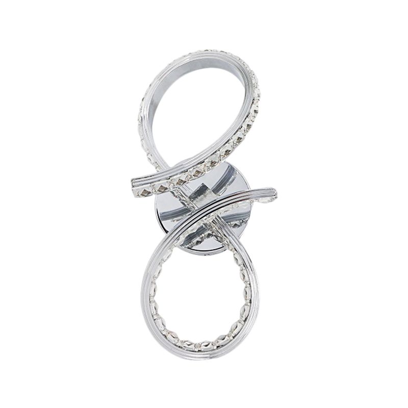 Metal Number Wall Lighting Ideas Simple LED Chrome Wall Mount Lamp with Cut Crystal Deco in Warm/White Light