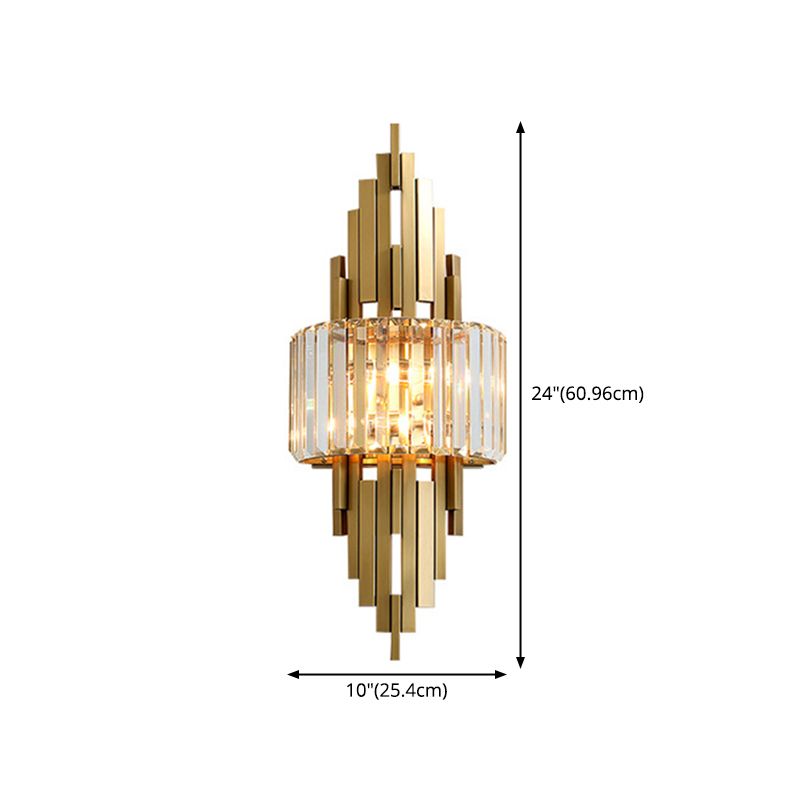 Gold Geometric Wall Lamp in Modern Creative Style Stainless-Steel Wall Light with Crystal Shade