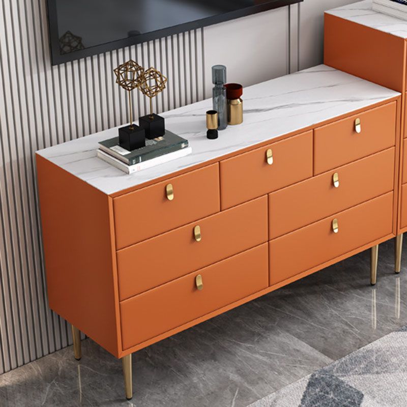15.6-inch Width Glam Dresser Stone Storage Chest with 7 Drawers