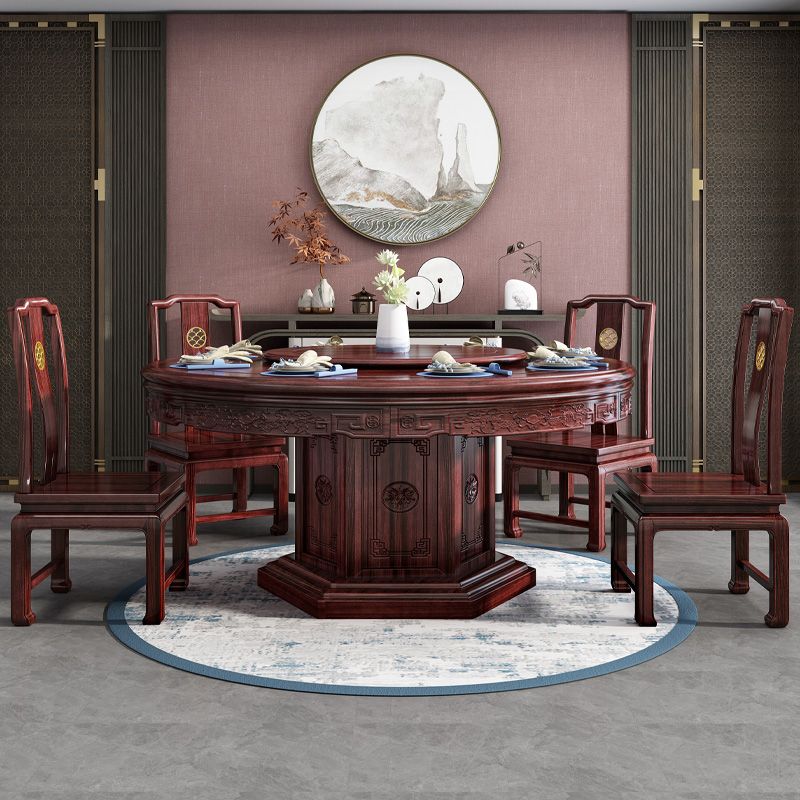 Solid Wood Dining Table Pedestal Round Dinner Table for Dining Room