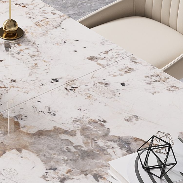 Modern Rectangle Shape Kitchen Dining Set Extendable Sintered Stone Top Dining Set with Trestle Base