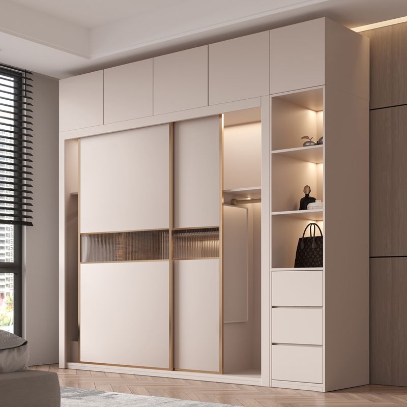 Sliding Wardrobe Armoire with Shelves Contemporary Wardrobe Cabinet