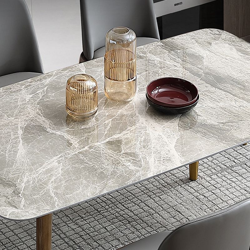 Mid-Century Modern Dining Table Stone Top Dining Table with 4 Legs