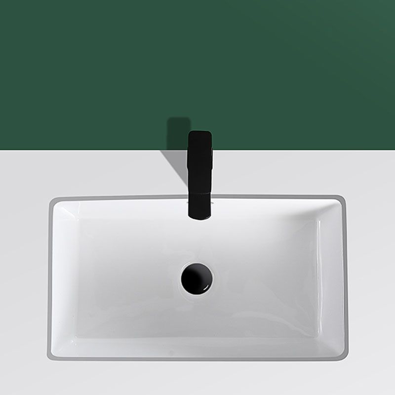 Modern Undermount Vanity Sink Rectangular Porcelain with Overflow Vessel Sink
