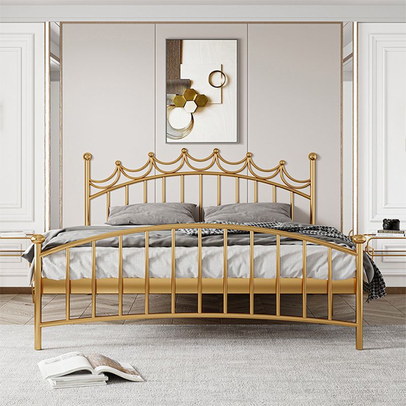84.65 inch Wide Contemporary Bed Frame Metal Slat Bed with Headboard