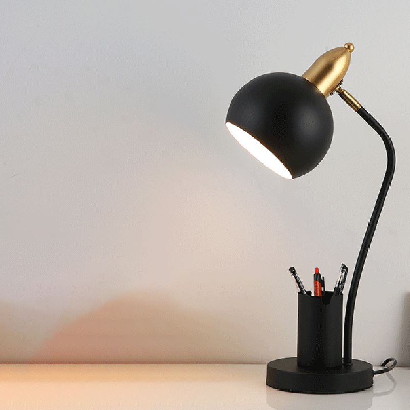 Ciotola 1 lampada da tavolo leggera lampade da tavolo notturno in metallo contemporaneo per sala da studio