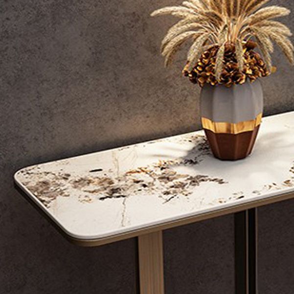 Stone Rectangle Console Table 1 Shelf 33.46" Tall End Table for Hall