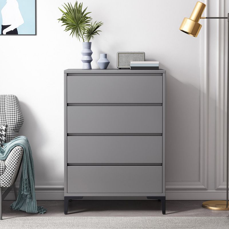 Contemporary Rectangle Accent Chest, Wooden Chest in Grey with Drawers