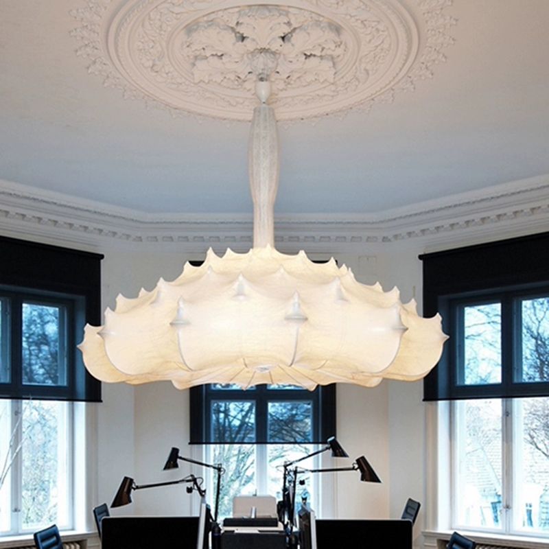 Stoff weiß Suspension Anhängerlampe Moderner Stil einzigartiger 1-Licht-Tropfen Anhänger