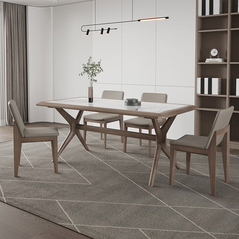 Contemporary Style 1/2/3/5/7 Pieces Dining Chairs Set Rectangle Stone Furniture in White