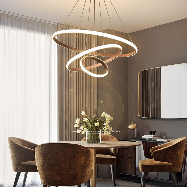 Orbicular Living Room Chandelier Lamp Metal LED Minimalist Suspension Pendant Light