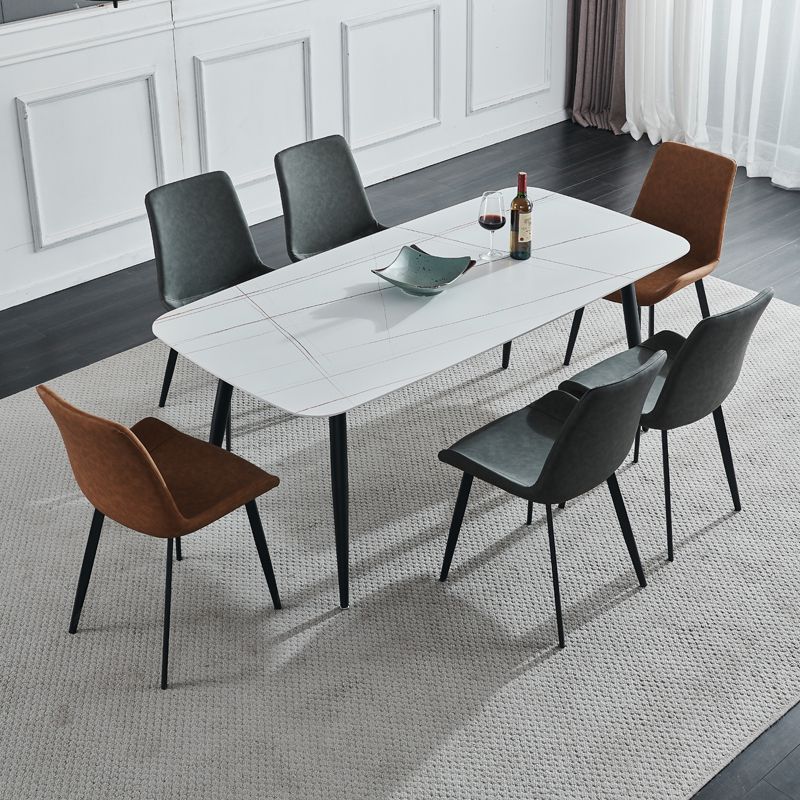 Sintered Stone Dining Table Simple Style 4 Legs Base Rectangle Table for Home