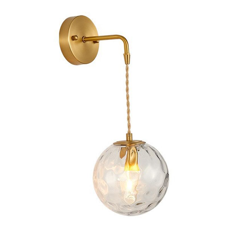 Glass Globe Sconce Light Modern 1-Light Sconce Light Fixture in Gold