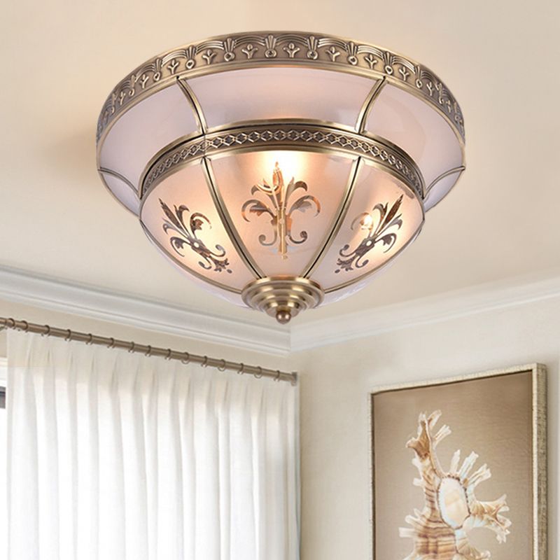 15"/18" W 3/4 Lights Metal Ceiling Flush Traditionalism Brass Dome Living Room Flush Mount Lighting Fixture
