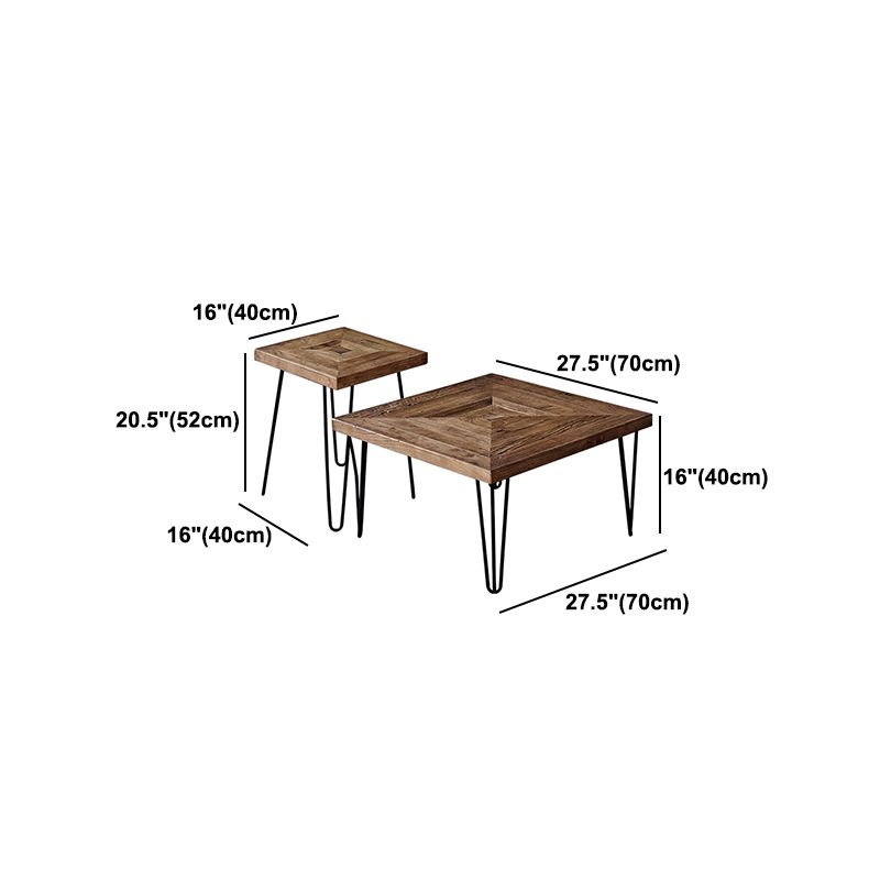 Nordic Style Cocktail Table Brown Elm Wood Top Metal Base Round/square Coffee Table