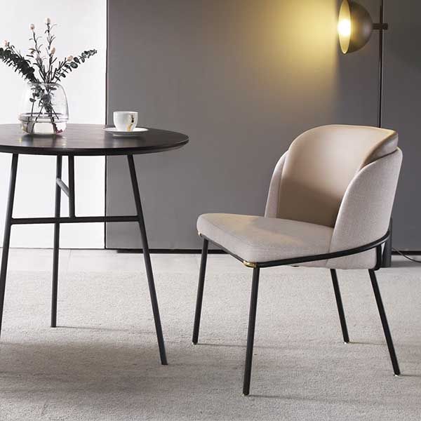 Chaises de salle à manger de salle à manger de chaise latérale de toile de style industriel avec les jambes en métal