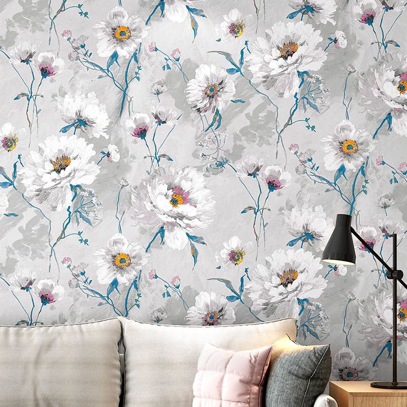 Hand Printed Floral Pattern Wallpaper Non-Woven 20.5"W x 33'L Wall Covering