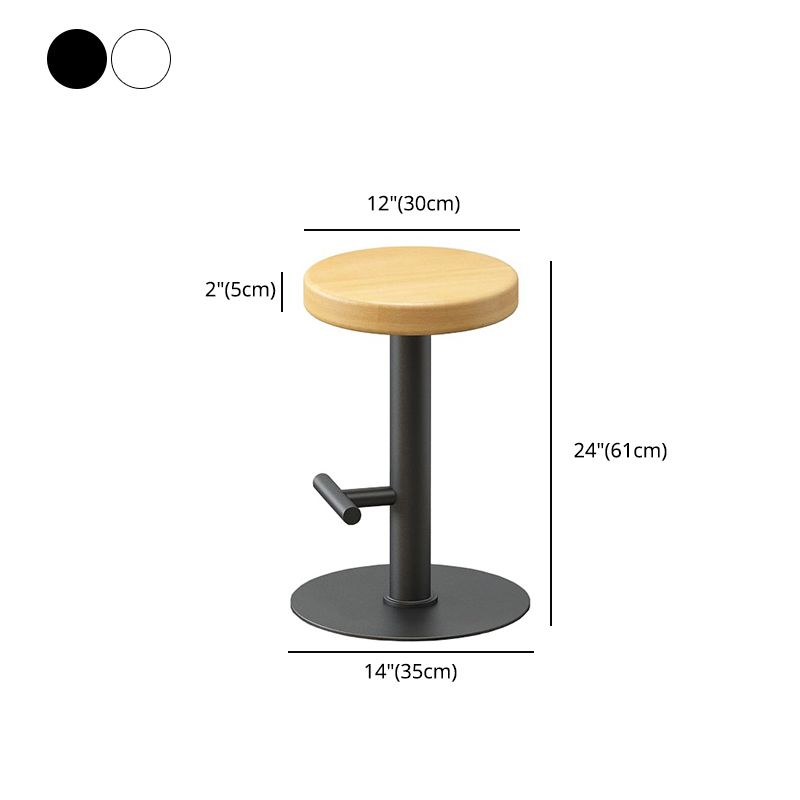 Modern Style Bar-stool Iron Leg Round Wooden Seat for Restaurant Bar 1 Piece