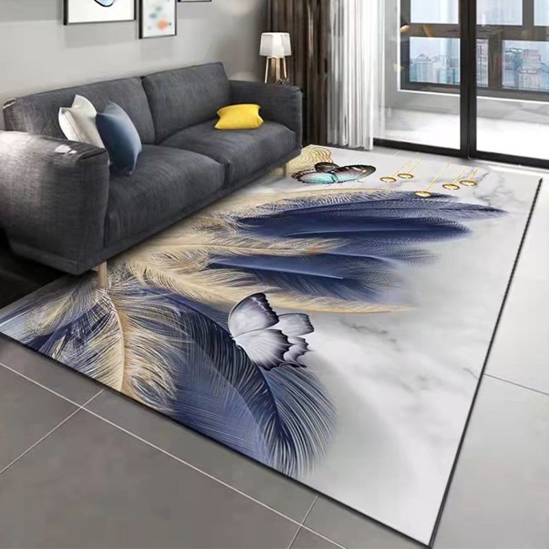 Gold Modern Indoor Rug Polyester Deer Area Rug Stain Resistant Rug for Living Room