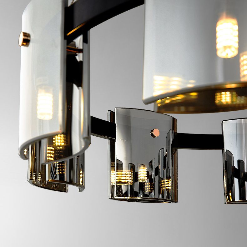 Modern Minimalism Pendant Light Metal Geometric Chandelier with Glass Shade