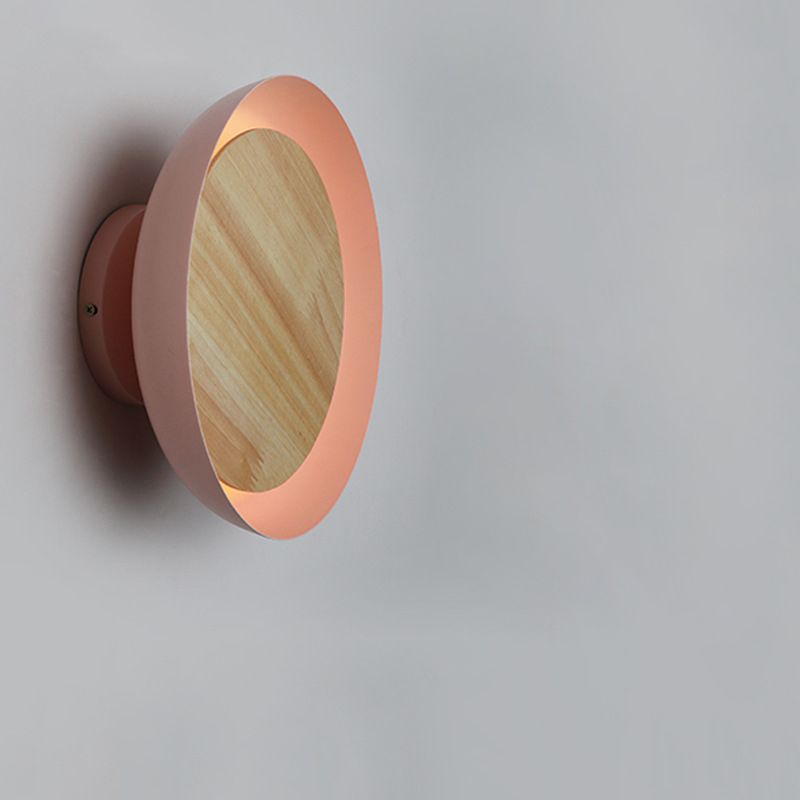 Éclairage d'applications à disque rond en bois de style minimaliste moderne 1 appliques lumineuses