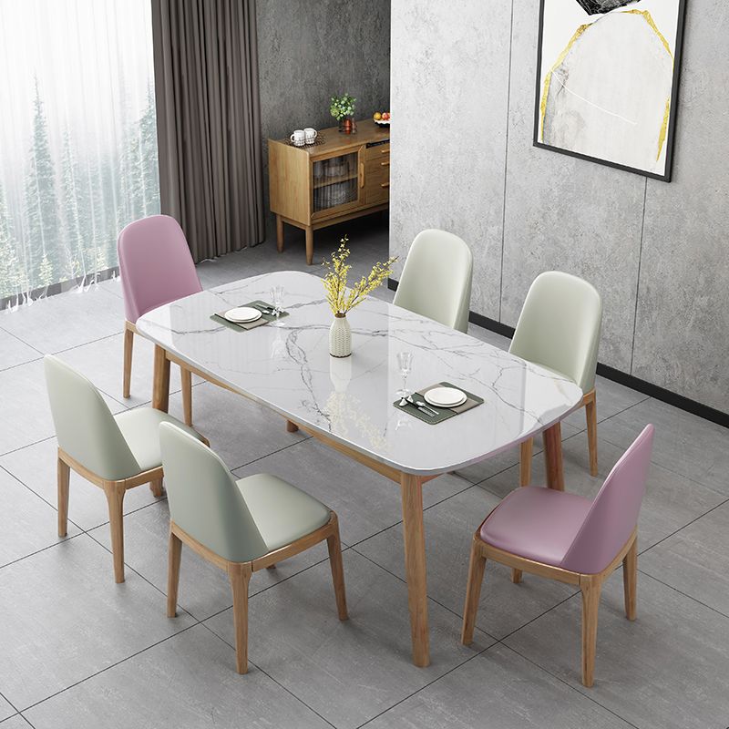 Chaise d'appoint de maison scandinave, chaise de salle à manger rembourrée en bois à dossier massif