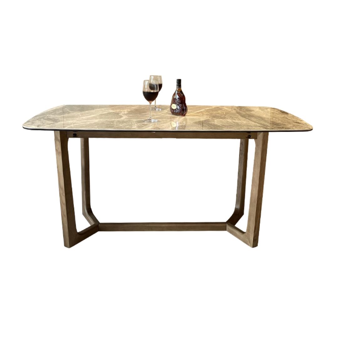 Minimalist Style Table Set with Sintered Stone Table and Upholstered Chairs