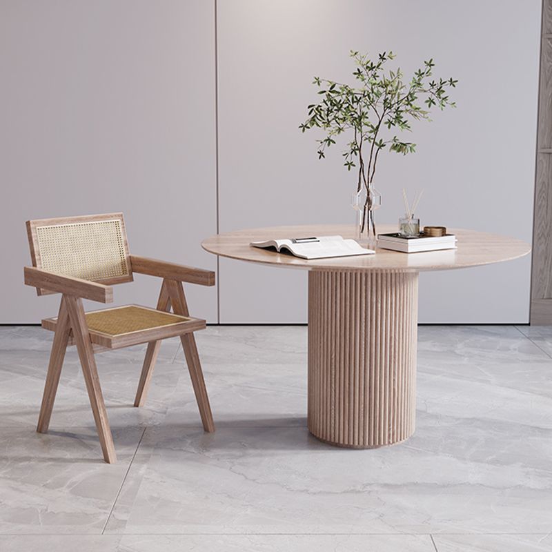 Solid Wood Home Dining Table Modern Round Dining Room Table with Pedestal Base