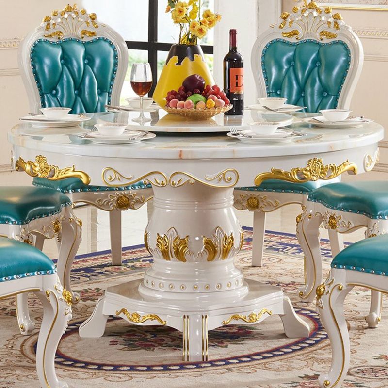 Victorian Style Stone Dining Table Round Dining Table with Wooden Base