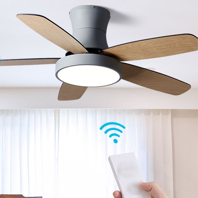 Kids Style Round Shape Ceiling Fan Lamp Metal 1-Light LED Ceiling Fan Light