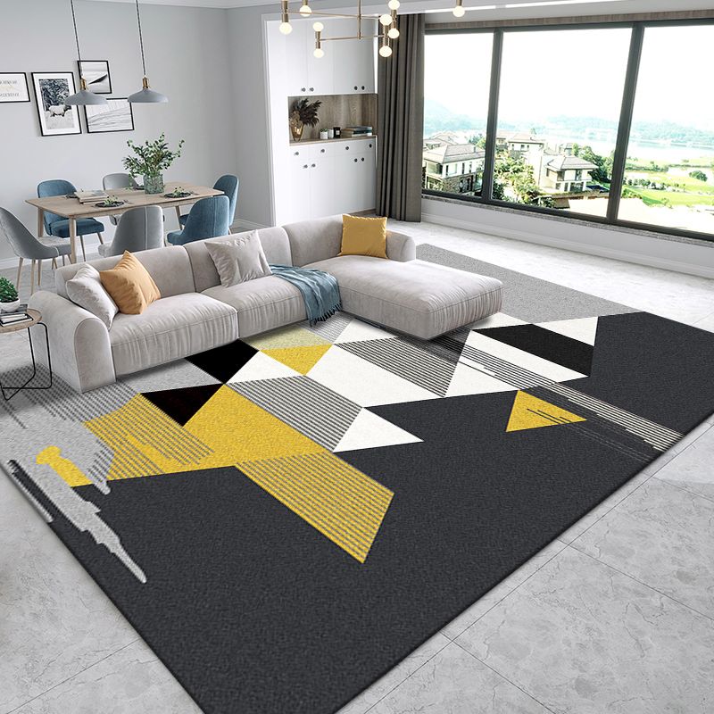 Nordic Home Area Rug Multi-Colored Colorblocking Geometric Rug Synthetics Non-Slip Backing Washable Pet Friendly Rug