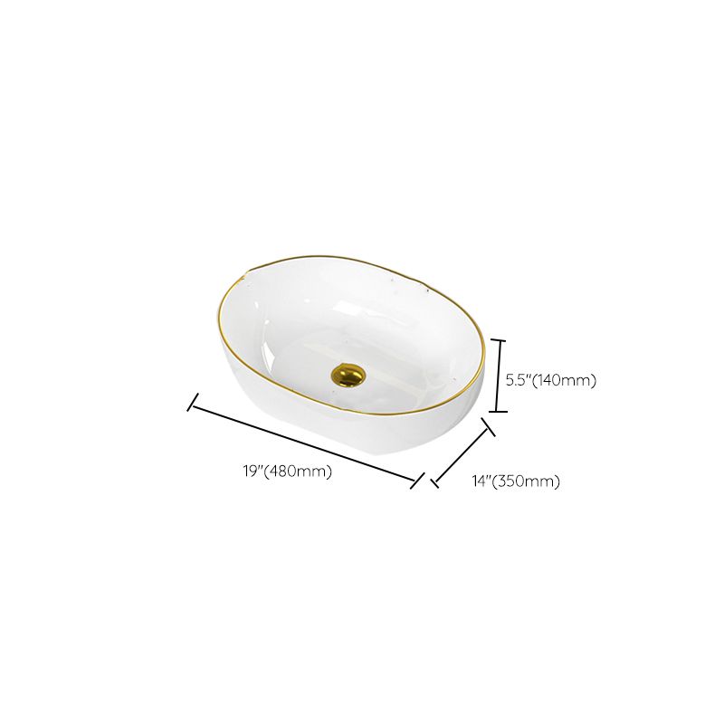 Traditional Vessel Sink Rectangular Porcelain with Overflow And Drain Assembly Wash Stand