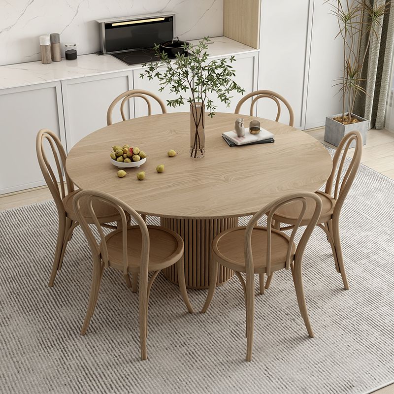 Solid Wood Dining Table Set 1/4/7 Pcs Round Table with Side Chairs