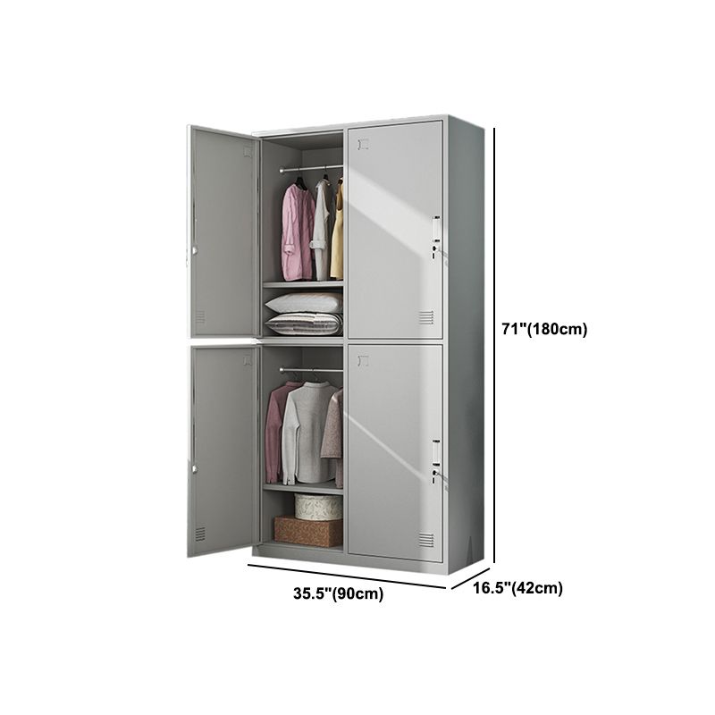 White Steel Storage Cabinet Contemporary Hinged Wardrobe Cabinet