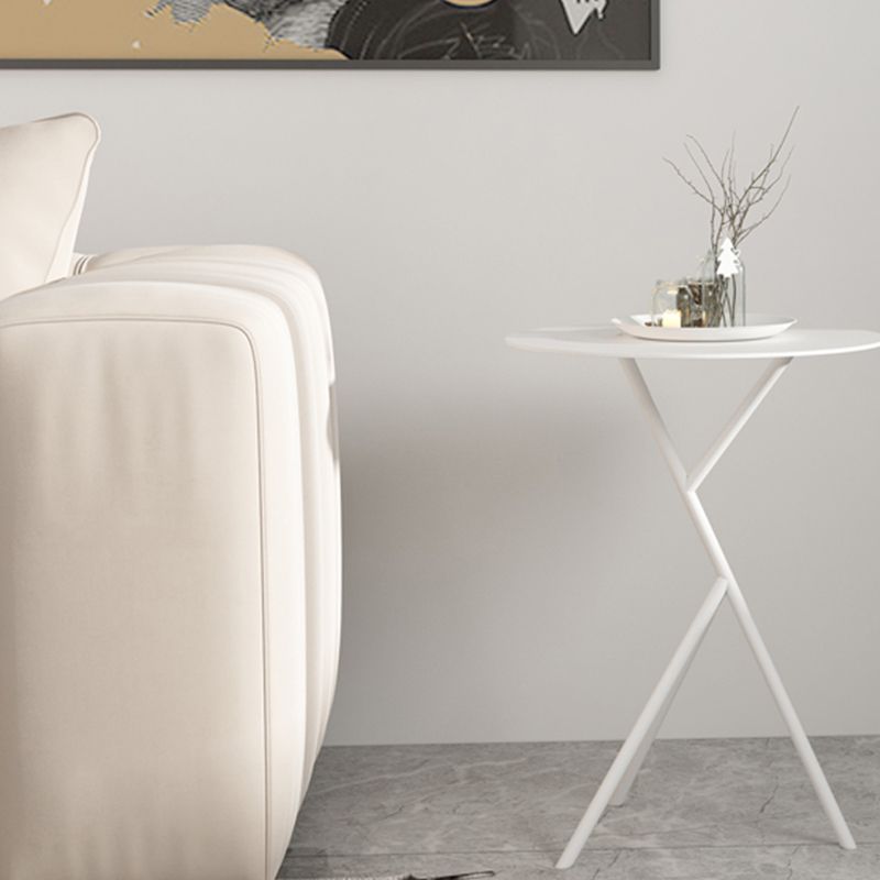 Mid-Century Metal Round Top Side Table 22.8-inch Abstract End Table