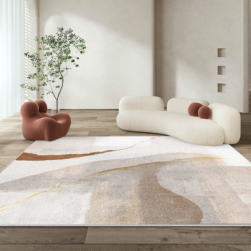 Gray Modern Rug Polyester Simple Rug Non-Slip Backing Rug for Drawing Room
