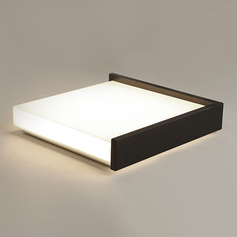 Plafonnier LED noir en acrylique, plafonnier carré en fer forgé de simplicité moderne pour chambre à coucher