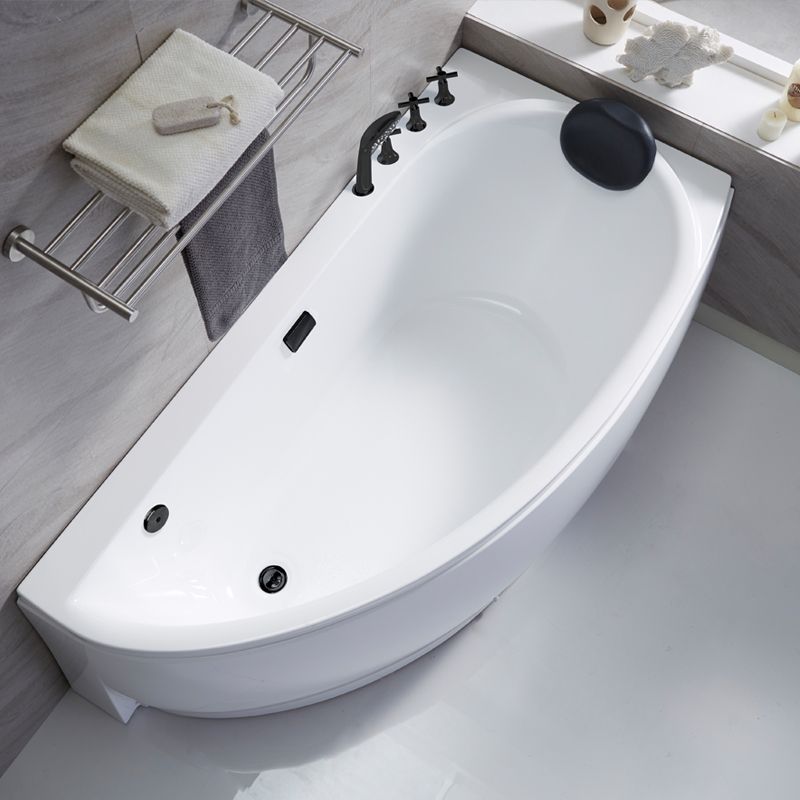 Corner Acrylic Bath Modern Soaking White Back to Wall Bathtub