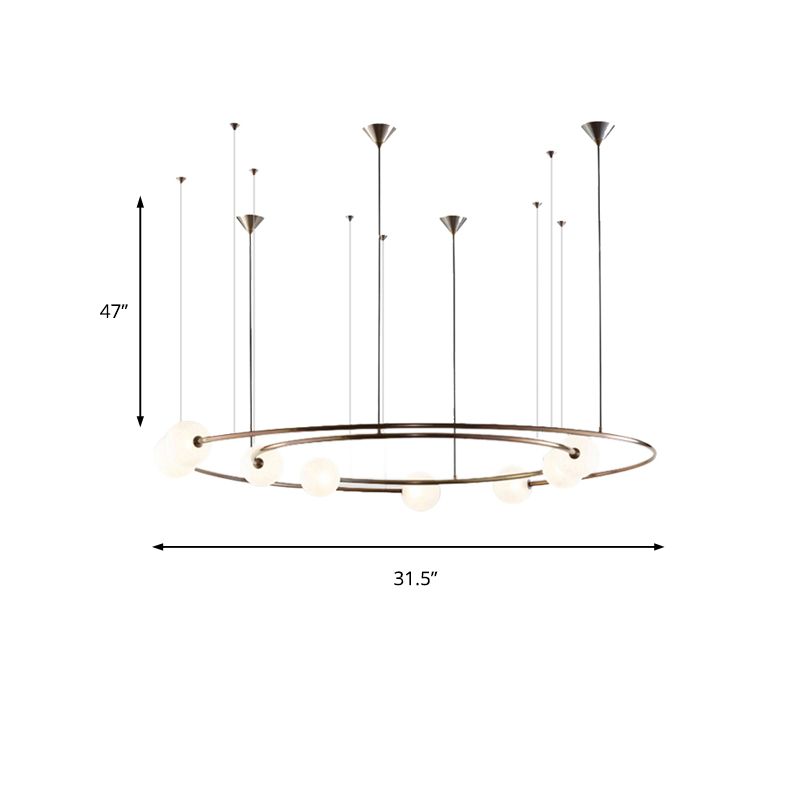 Metallic Universe kroonluchter met orb -schaduw woonkamer 8 lichten modern hangers licht in verouderd messing