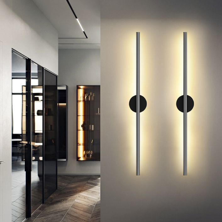 Metal Linear Wall Mounted Light Fixture Modern Minimalist Style Wall Light Sconces for Living Room