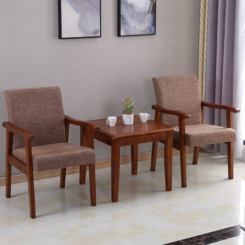 Mid-century Modern 21.25"Wide Linen Blend Fixed Back Square Arm Chair