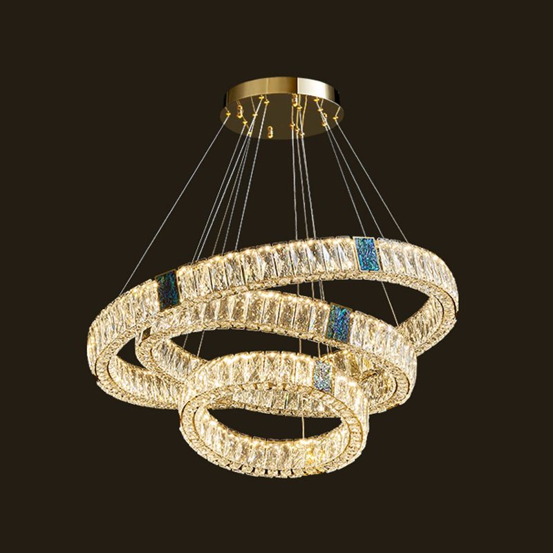 Modern Round Chandelier Light Fixtures Multi-Tier Hanging Pendant Lamps