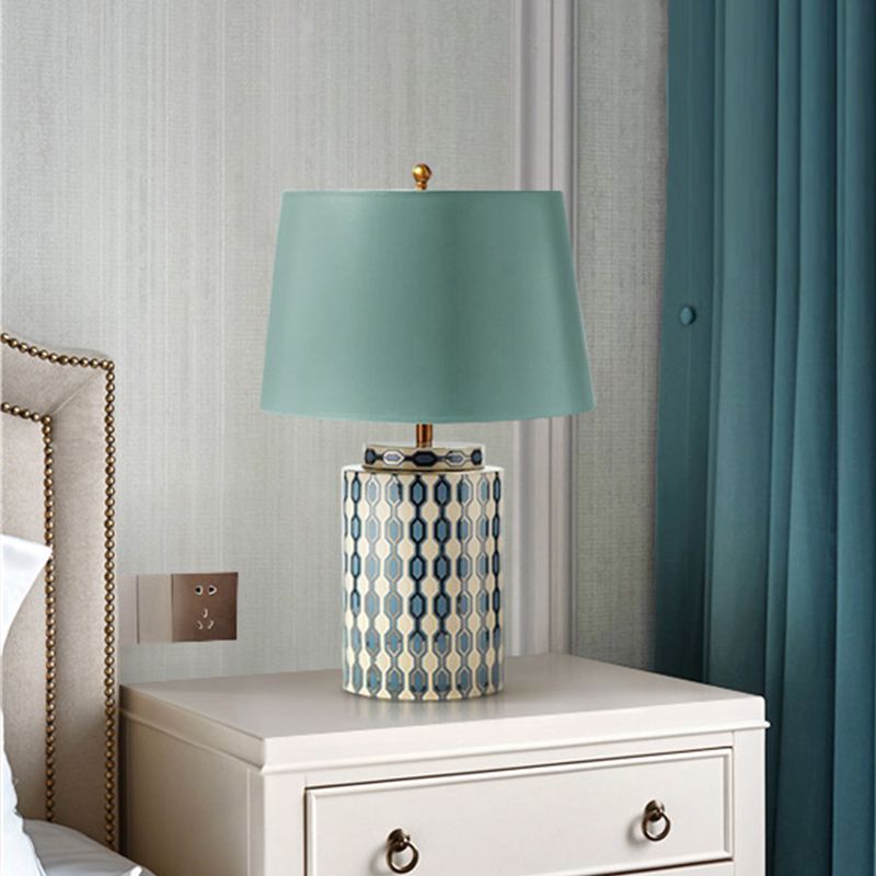 Jar -vormige nachttafel Licht Modernistisch keramiek 1 kop blauw/oranje afwerking stof bureaulamp voor bed voor het bed