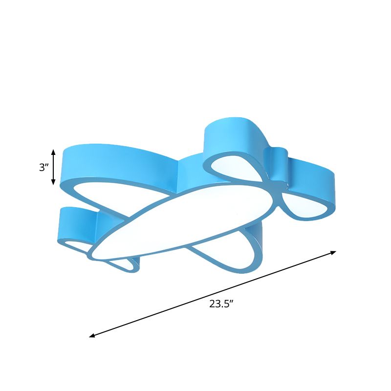 Aircraft Close to Ceiling Lamp Simplicity Acrylic LED Playroom Flush Mount Light in Blue