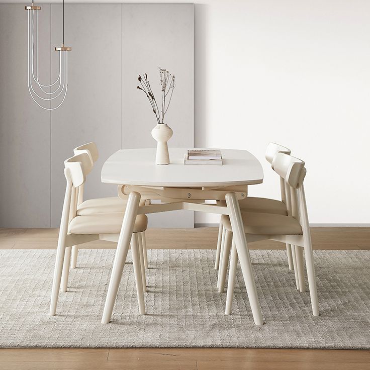 Modern 1/4/5/7 Pieces Furniture Round Stone Dining Set in White