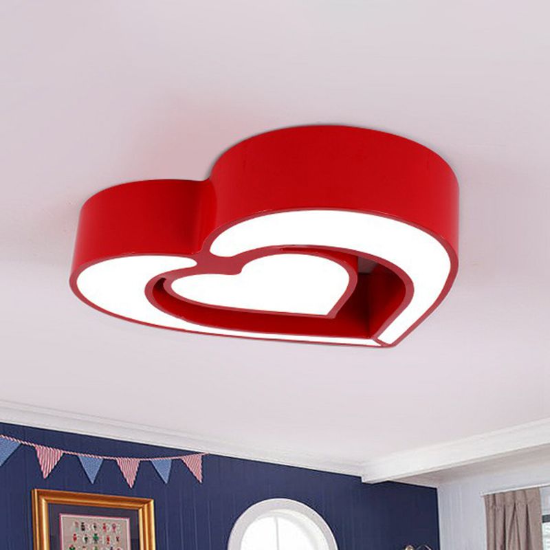 Metall-Loving-Heart-Unterputz-LED-Deckenleuchte im Cartoon-Stil für die Oberflächenmontage im Schlafzimmer